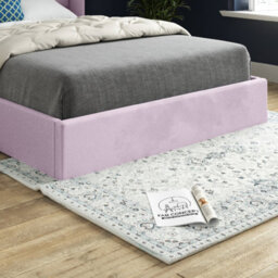 Quanta Straight Winged Upholstered Soft Velvet Bed Frame - Pink - thumbnail 3