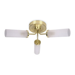 Valuelights Canya Gold Ip44 Bathroom 3 Way Reeded Glass Flush Ceiling Light With Led Bulbs - thumbnail 5
