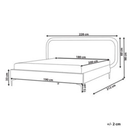 Beliani Bed Velvet Suzette 180 X 200 Cm (Eu Super King) Light Grey - thumbnail 3