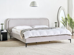 Beliani Bed Velvet Suzette 180 X 200 Cm (Eu Super King) Light Grey - thumbnail 2