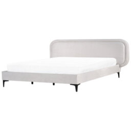 Beliani Bed Velvet Suzette 180 X 200 Cm (Eu Super King) Light Grey - thumbnail 1
