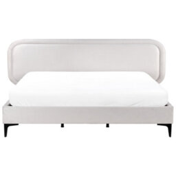 Beliani Bed Velvet Suzette 180 X 200 Cm (Eu Super King) Light Grey - thumbnail 5
