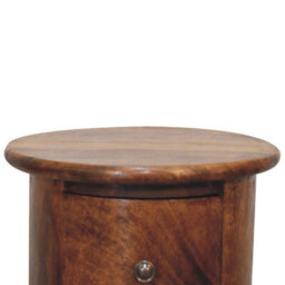 Wyld Haus Olbia Mini Drum Chest, 3-Drawer Solid Mango Wood, Chestnut Finish, Round Bedside Table - thumbnail 5