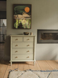 Statement Furniture Cromwell 2 Over 3 Chest Of Drawers With Bobbin Design - Pale Olive