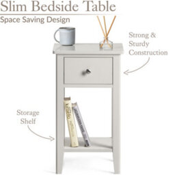 Christow 1 Drawer Slim Bedside Table Natural - thumbnail 3