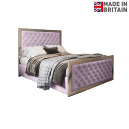 Maddison Upholstered Soft Velvet Metal Bed Frame - Pink - thumbnail 6