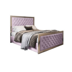 Maddison Upholstered Soft Velvet Metal Bed Frame - Pink - thumbnail 5