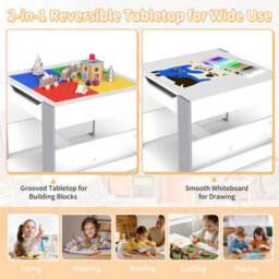 Gainoom Kids Gray Table And 2 Chairs Set Multifunctional Activity Table - thumbnail 6