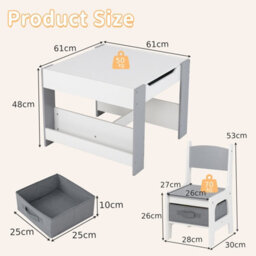 Gainoom Kids Gray Table And 2 Chairs Set Multifunctional Activity Table - thumbnail 2