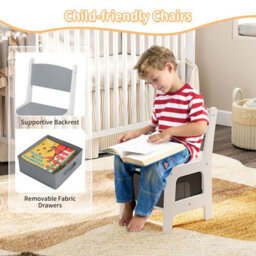 Gainoom Kids Gray Table And 2 Chairs Set Multifunctional Activity Table - thumbnail 8