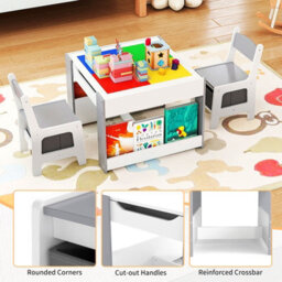 Gainoom Kids Gray Table And 2 Chairs Set Multifunctional Activity Table - thumbnail 9