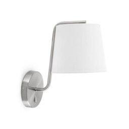 Luminosa Lighting Luminosa Berni 1 Light Indoor Wall Lamp Satin Nickel With White Shade, E27 - thumbnail 2