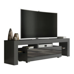 Tv Unit 160Cm Modern Dark Grey With High Gloss Doors - Creative Furniture - thumbnail 4