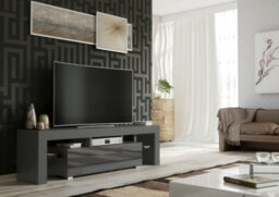Tv Unit 160Cm Modern Dark Grey With High Gloss Doors - Creative Furniture - thumbnail 6