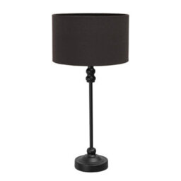Valuelights Maggie Black Metal Candlestick Slim Table Lamp With Charcoal Fabric Drum Lamp Shade - thumbnail 2