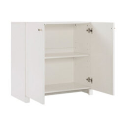 Merax Sideboard Cabinet With 2 Door,  Storage Cupboard With Adjustable Shelf, Gold Handles, Arched Design, White - thumbnail 7