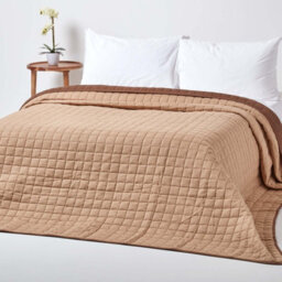 Homescapes Cotton Quilted Reversible Bedspread Chocolate Mink Brown, 200 X 200 Cm - thumbnail 4