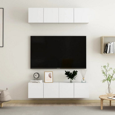 Berkfield Tv Cabinets 4 Pcs White 60X30X30 Cm Engineered Wood - image 1