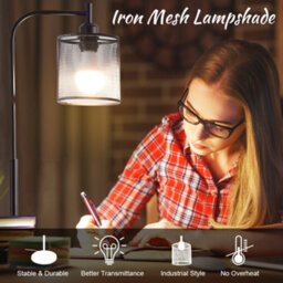 Darphe 60W Industrial Metal Mesh Floor Lamp,retro Black Living Room Floor Lamp With Foot Switch - thumbnail 7