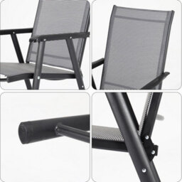 Living And Home Set Of 3 Black 60Cm Cast Aluminum Round Garden Furniture Set Coffee Table And Foldable Chairs - thumbnail 6
