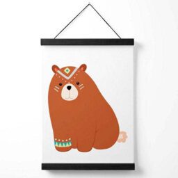 Artze Wall Art Crouching Bear Tribal Animal Art Print With Black Frame Size: A4 - thumbnail 1