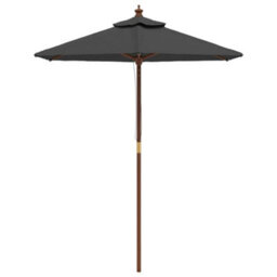 Berkfield Garden Parasol With Wooden Pole Anthracite 196X231 Cm - thumbnail 3