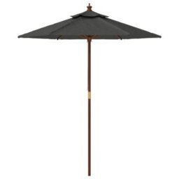Berkfield Garden Parasol With Wooden Pole Anthracite 196X231 Cm - thumbnail 4