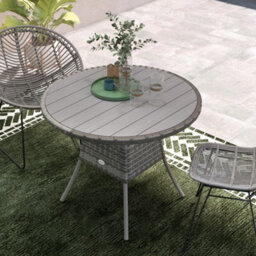 Outsunny Outdoor Pe Rattan Dining Table W/ Wood-Plastic Composite Top, Grey - thumbnail 8