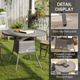 Outsunny Outdoor Pe Rattan Dining Table W/ Wood-Plastic Composite Top, Grey - thumbnail 6