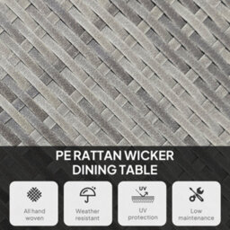 Outsunny Outdoor Pe Rattan Dining Table W/ Wood-Plastic Composite Top, Grey - thumbnail 4