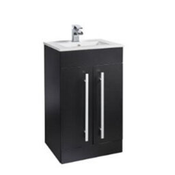 Clifton Bathroom 500mm Matt Black 2 Door Unit And Mid Depth Ceramic Basin (Brassware Not Included)