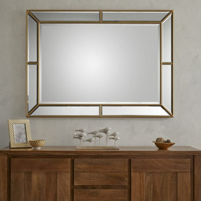 The Online Mirror Shop Wall Mirror Venetian Rectangular Shape With Gold Frame- H 110Cm X W 80Cm For Hanging In Living Room, Bedroom, Hallway - image 1