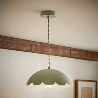 Valuelights Millie Sage Green Scallop Pendant Ceiling Light - image 1
