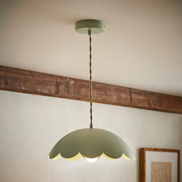 Valuelights Millie Sage Green Scallop Pendant Ceiling Light - thumbnail 1