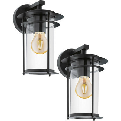 Stylish 2 Pack Ip44 Outdoor Wall Lights With Black Dome Design - image 1