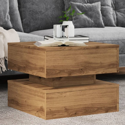 Berkfield Coffee Table With Led Lights Artisian Oak 50X50X40 Cm - image 1