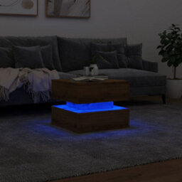 Berkfield Coffee Table With Led Lights Artisian Oak 50X50X40 Cm - thumbnail 5