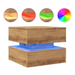 Berkfield Coffee Table With Led Lights Artisian Oak 50X50X40 Cm - thumbnail 2