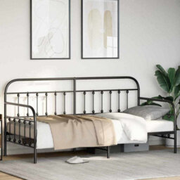 Berkfield Daybed Frame Black 90X200 Cm Steel - thumbnail 5