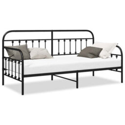 Berkfield Daybed Frame Black 90X200 Cm Steel - thumbnail 4