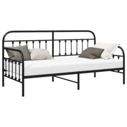 Berkfield Daybed Frame Black 90X200 Cm Steel - thumbnail 3