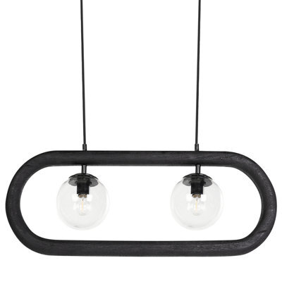 Wyld And Coco Handmade Mango Wood Pendant Lamp Black Cords Boho-Industrial (W74 X D15 X H153Cm) - image 1