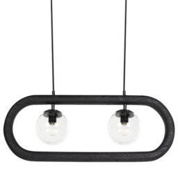 Wyld And Coco Handmade Mango Wood Pendant Lamp Black Cords Boho-Industrial (W74 X D15 X H153Cm) - thumbnail 1