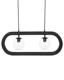 Wyld And Coco Handmade Mango Wood Pendant Lamp Black Cords Boho-Industrial (W74 X D15 X H153Cm) - thumbnail 3