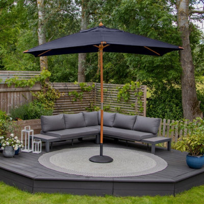 Styx 3M X 2M Deluxe Wooden Parasol In Navy - image 1