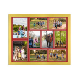 AK Frames 20X16 Gold Modern Multi Photo Frame With Crimson Mount - Holds 9 Apertures (2X) 7X5, (7X) 6X4 Photos
