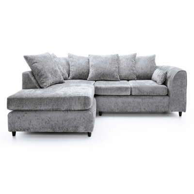 Furnishings For Less UK Monaco Chenille Fabric 3 To 4 Seater L Shaped Corner Sofa  Light Grey Left Hand Facing - image 1