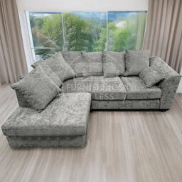 Furnishings For Less UK Monaco Chenille Fabric 3 To 4 Seater L Shaped Corner Sofa  Light Grey Left Hand Facing - thumbnail 2