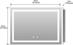 Belofay 500 X 700mm Led Illuminated Bathroom Mirror With Touch Sensor, Wall Mounted, Cool White Light - thumbnail 2
