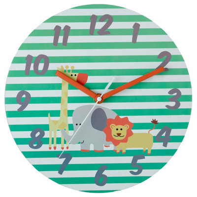 Orsina Funky Design Safari Wall Clock, Animal Graphics Colourful Wall Clock, Stylish ,modern Wall Clock For Kids